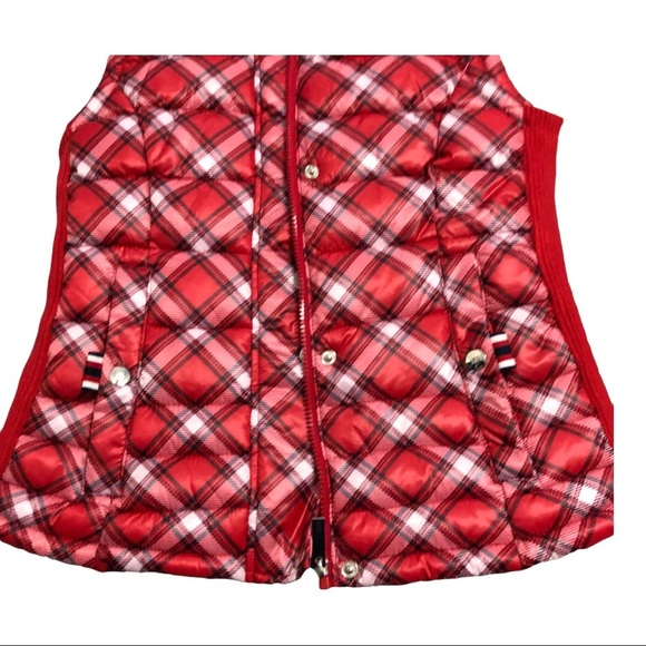 Tommy Hilfiger red plaid tufted quilted‎ fitted puffy puffer vest size XS new - Picture 4 of 13